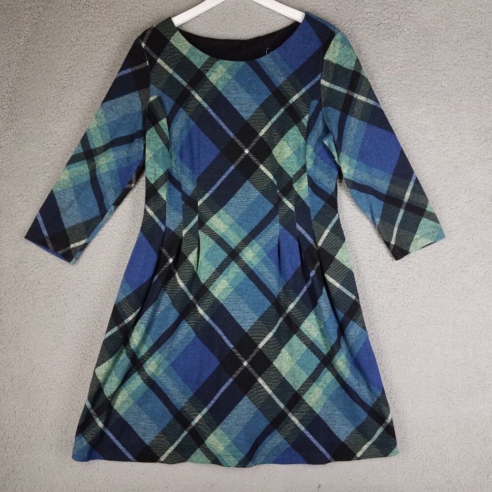 Connected Apparel Academia Dress Women's 14 Plaid Preppy Flannel Office Stretch